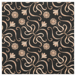 Classy Floral Damask Schwarz und Rose Gold Sonnenb Stoff