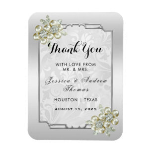 Classy Floral Gem, Silver Gerahmte Gastgeschenk Ho Magnet