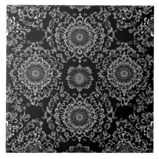 Classy Floral Kaleidoskop in dunklen Tönen Fliese