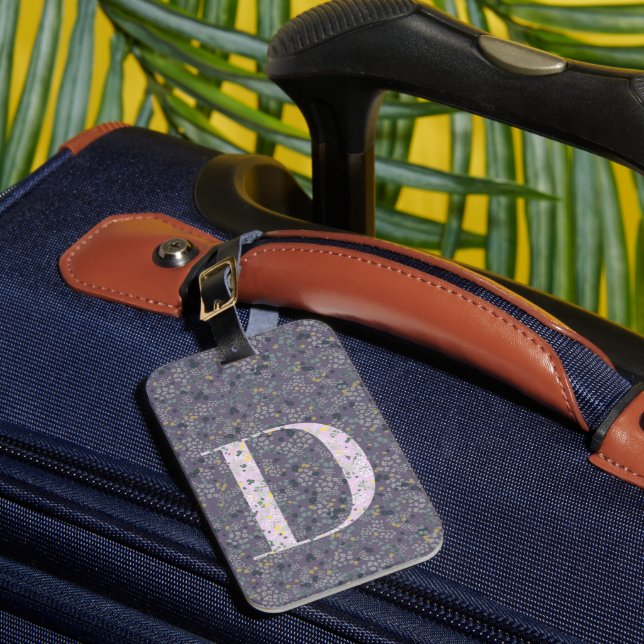 Classy Floral Mit Monogramm Letter D lila Gepäckanhänger (Vorderseite Insitu 1)