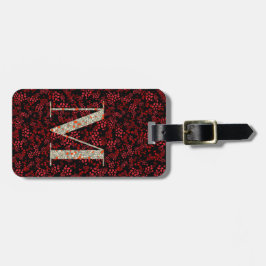Classy Floral Mit Monogramm Letter M dunkelrot Gepäckanhänger