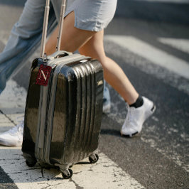 Classy Floral Mit Monogramm Letter N dunkelrot Gepäckanhänger