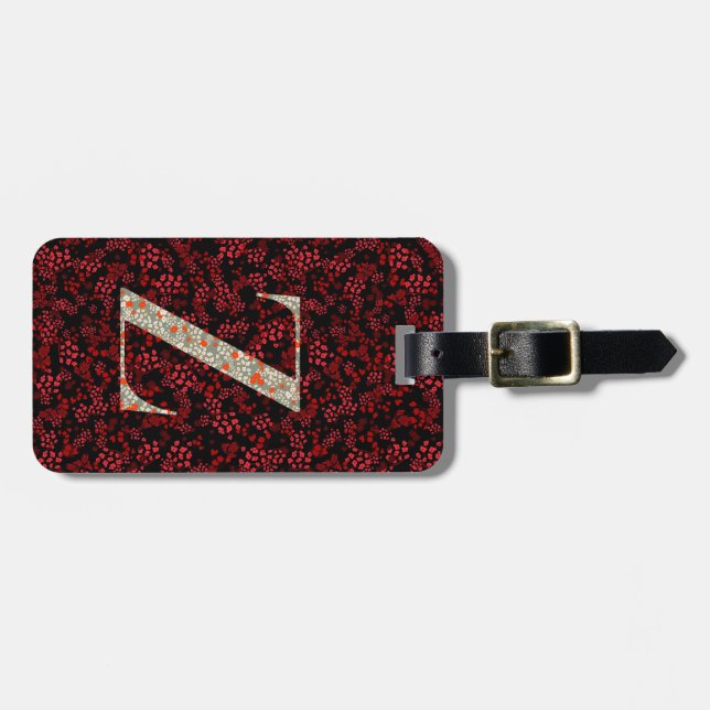 Classy Floral Mit Monogramm Letter Z dunkelrot Gepäckanhänger (Vorderseite horizontal)
