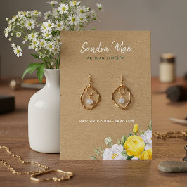 Classy Floral Roses Earring Jewelry Display Card Visitenkarte
