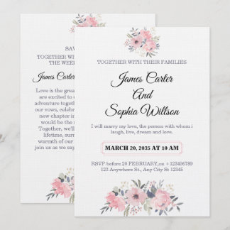 Classy Floral Wedding Invitation elegant card Einladung