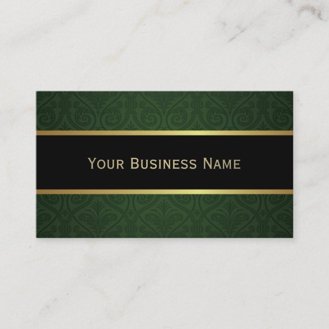 Classy Forest Green Damask Carte de visite noir (Devant)