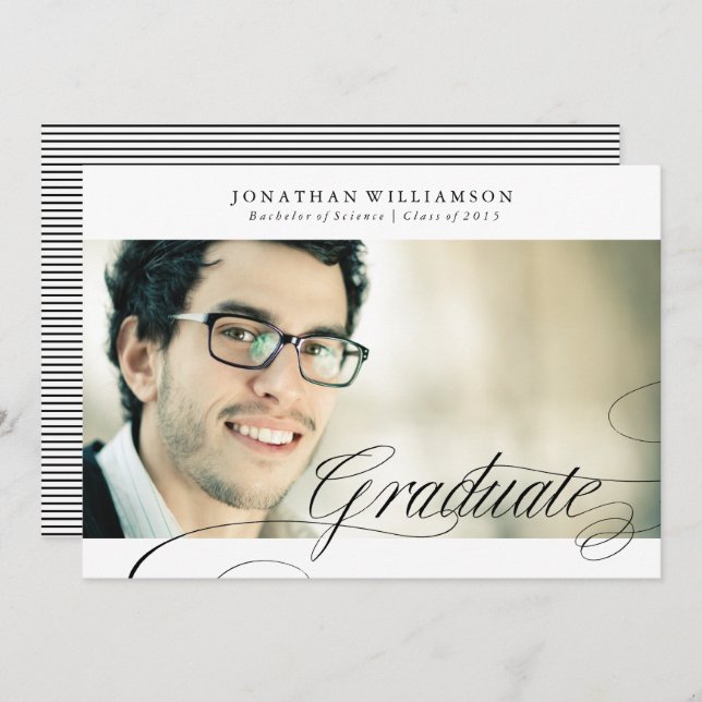 Classy Formal Elegante Script Graduate Ankündigung (Vorne/Hinten)