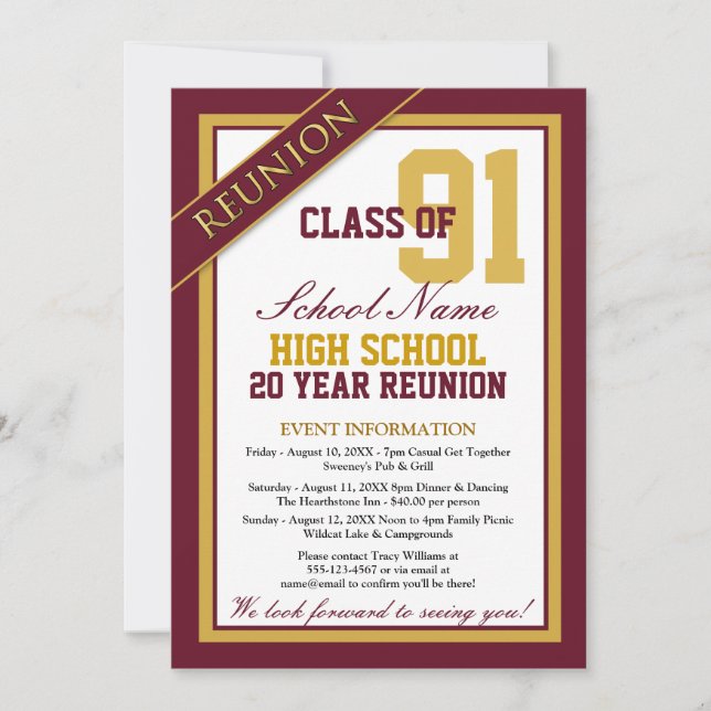 Classy Formal High School Wiedersehen Einladung (Vorderseite)