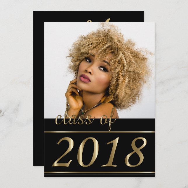 Classy Foto Abschluss Einladung (Vorne/Hinten)