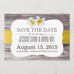 Classy Frangipani Blume Holz Save the Date