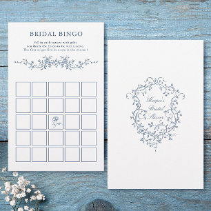 Classy French Blue Floral Bridal Bingo Game