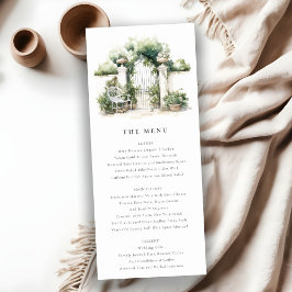 Classy French Garden Landscape Wedding Menu Card Einladung