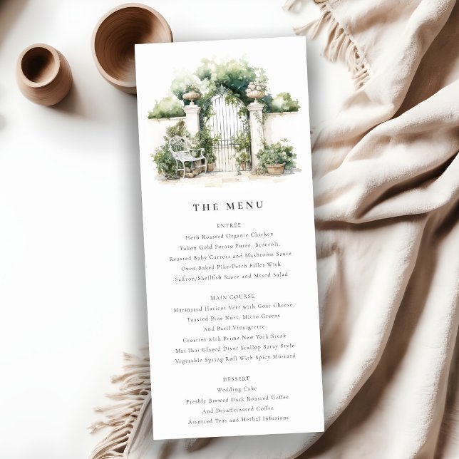 Classy French Garden Landscape Wedding Menu Card Einladung (Von Creator hochgeladen)