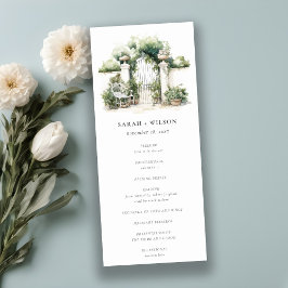 Classy French Garden Landscape Wedding Program Einladung