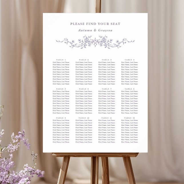 Classy French Lavender Wedding Seating Chart Poster (Von Creator hochgeladen)