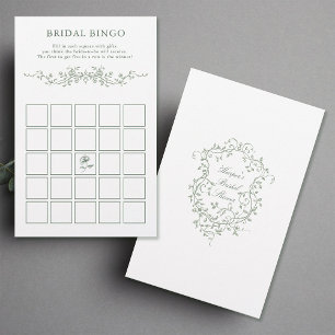 Classy French Sage Green Floral Bridal Bingo Spiel