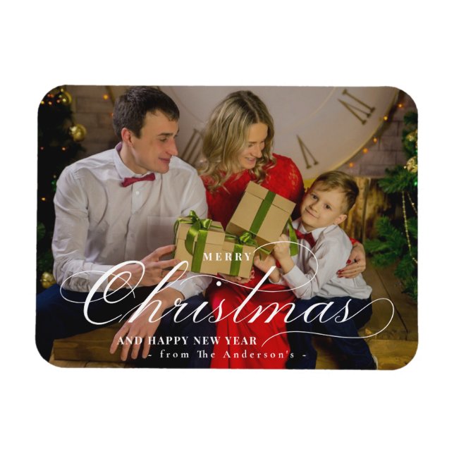 Classy Frohe Weihnachten Glück Neues Jahr Custom F Magnet (Horizontal)