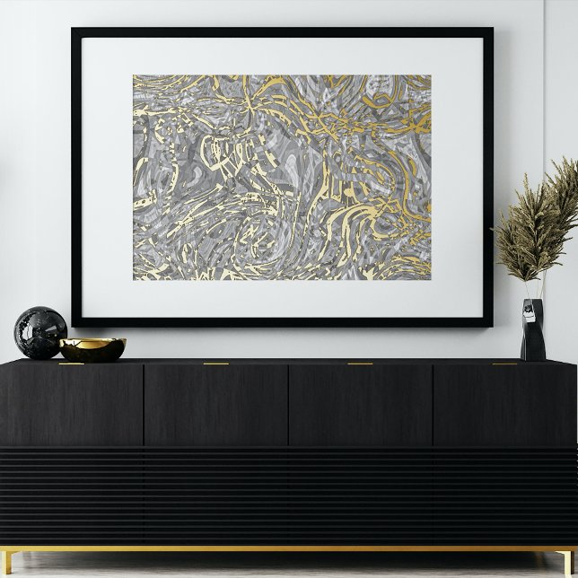 Classy Funky Gold Wavy Wirbel Art Pattern Foliendrucke (Von Creator hochgeladen)