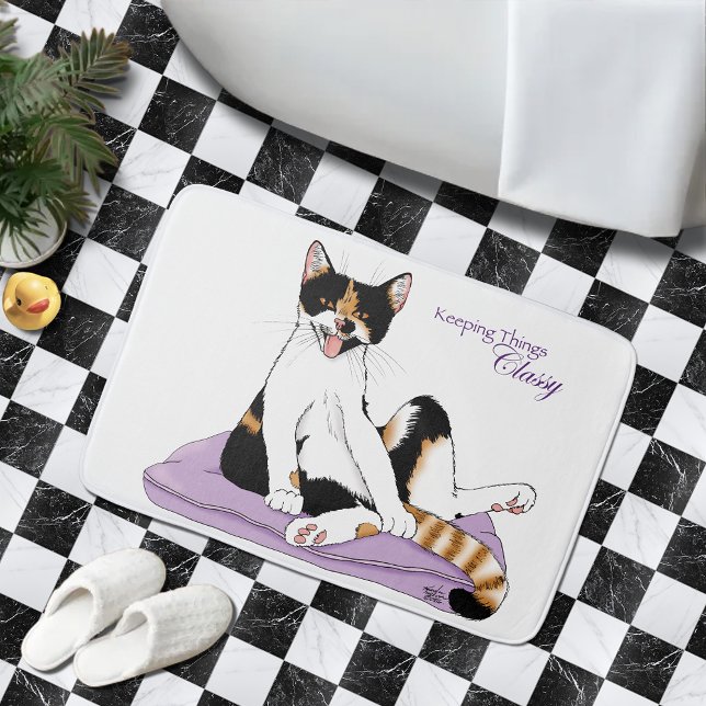 Classy Funny Calico Lila Badematte (Von Creator hochgeladen)