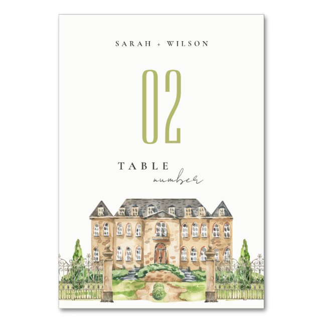 Classy Garden Schloss Schloss Schloss Montebello Tischnummer (Vorderseite)