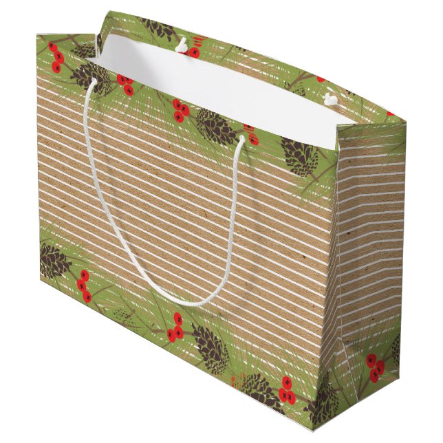 Classy Garland Wreath auf Imitate Brown Kraft Große Geschenktüte (Rückseite Schrägansicht)