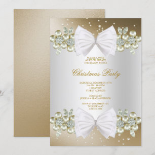 Classy Gems & Bow Gold Weihnachten Einladung