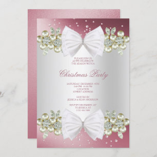 Classy Gems & Bow Pink Weihnachten Einladung