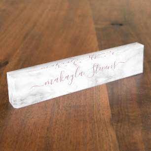 Classy Girly Luxury Marmor Individuelle Name Namensplakette