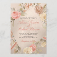 Classy Glam Peach Cream Coral Gold Rose Hochzeit