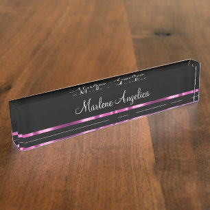 Classy Glitzy Ladys Monogram Desk Namplate Namensplakette