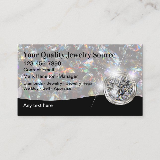 Classy Glossy Luxury Jewelry Store Cartes de visit (Devant)