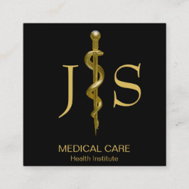 Classy Gold auf schwarzem Rod von Asclepius Medica Quadratische Visitenkarte
