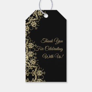 Classy Gold & Black Damask Geburtstag Geschenkanhänger