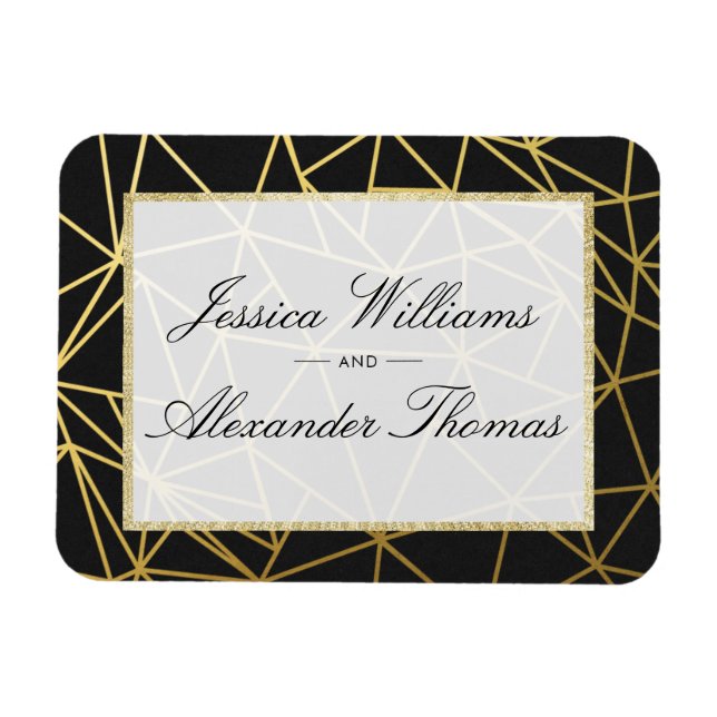 Classy Gold & Black Wedding Magnet (Horizontal)