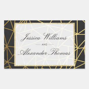 Classy Gold & Black Wedding Rechteckiger Aufkleber
