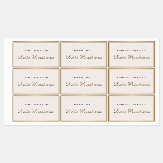 Classy Gold Buchzeichen Library für die Rückkehr z Etiketten (Blatt)