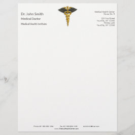 Classy Gold Caduceus Elegante Medical Black Wings Briefbogen