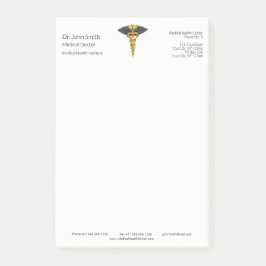 Classy Gold Caduceus Elegante Medical Black Wings Post-it Klebezettel