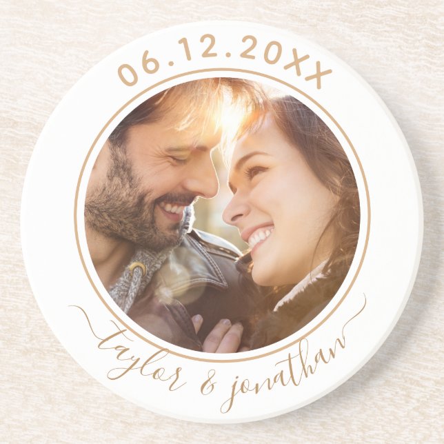 Classy Gold Chic Modernes Hochzeitsszeitsfest Pers Getränkeuntersetzer (Vorne)