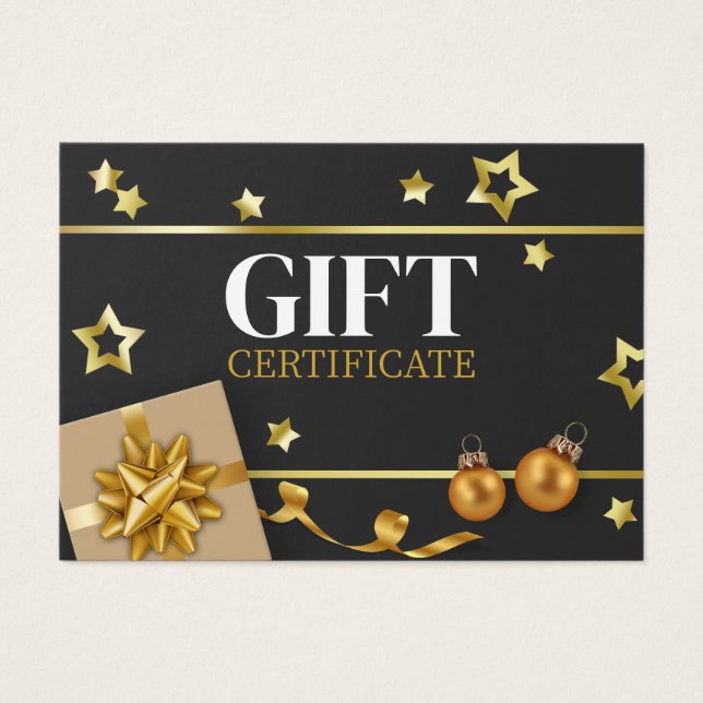 Classy Gold Christmas Ball Stars Ribbon Carte cade (Devant)
