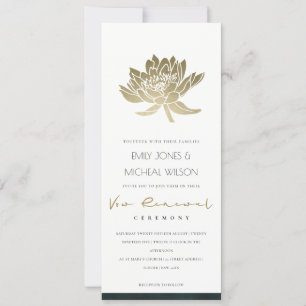 Classy Gold Emerald Green Lotus Floral Vow Renewal Einladung