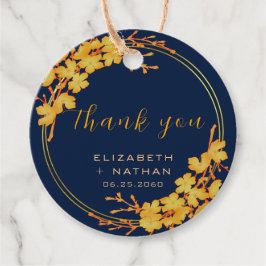 Classy Gold Floral Navy Blue Hochzeit Vielen Dank Geschenkanhänger