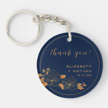 Classy Gold Floral Navy Blue Hochzeit Vielen Dank