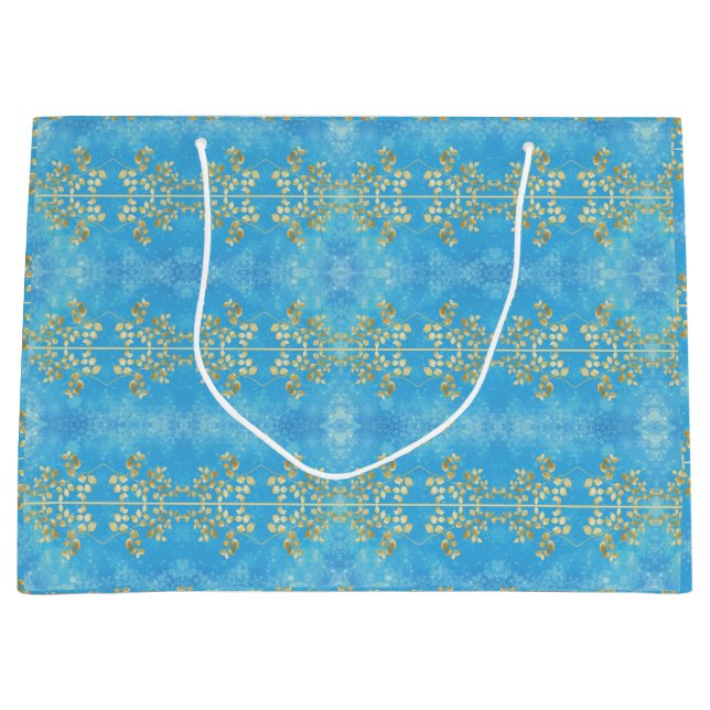 Classy Gold Floral Pattern Große Geschenktüte (Vorderseite)