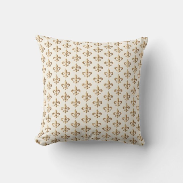 Classy Gold Gradient Heraldic Lilie Muster Kissen (Vorderseite)