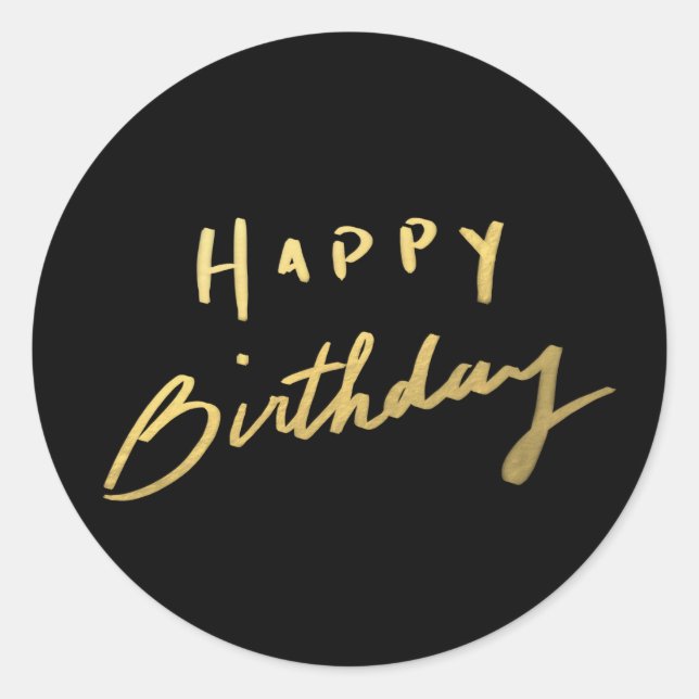 Classy Gold Happy Birthday Runder Aufkleber (Vorderseite)
