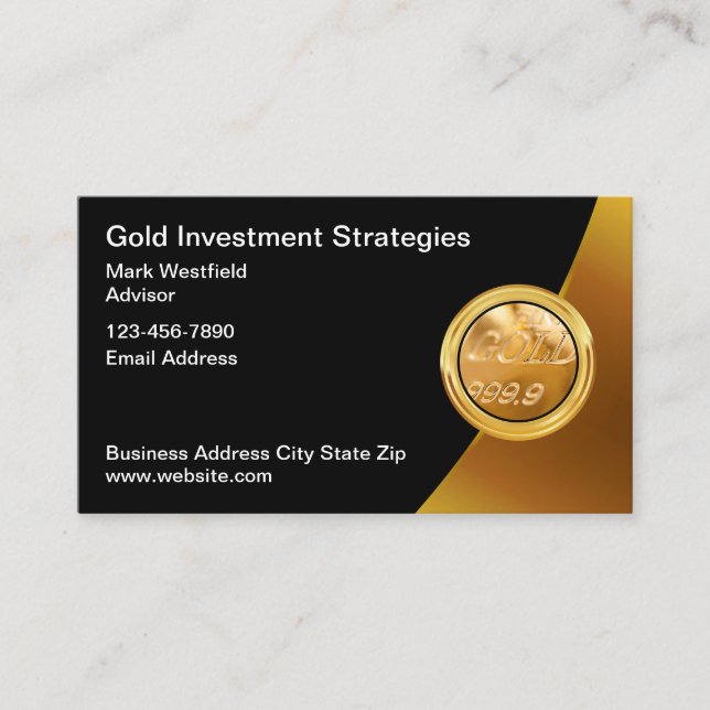 Classy Gold Investment Theme Cartes de visite (Devant)