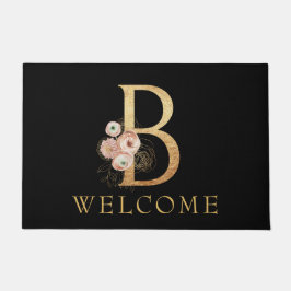 Classy Gold Monogram B mit Poppy Blume Doormat Fußmatte