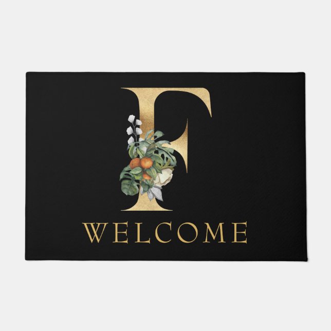 Classy Gold Monogram F mit Frucht Doormat Fußmatte (Vorderseite)