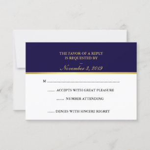 Classy Gold Navy White RSVP